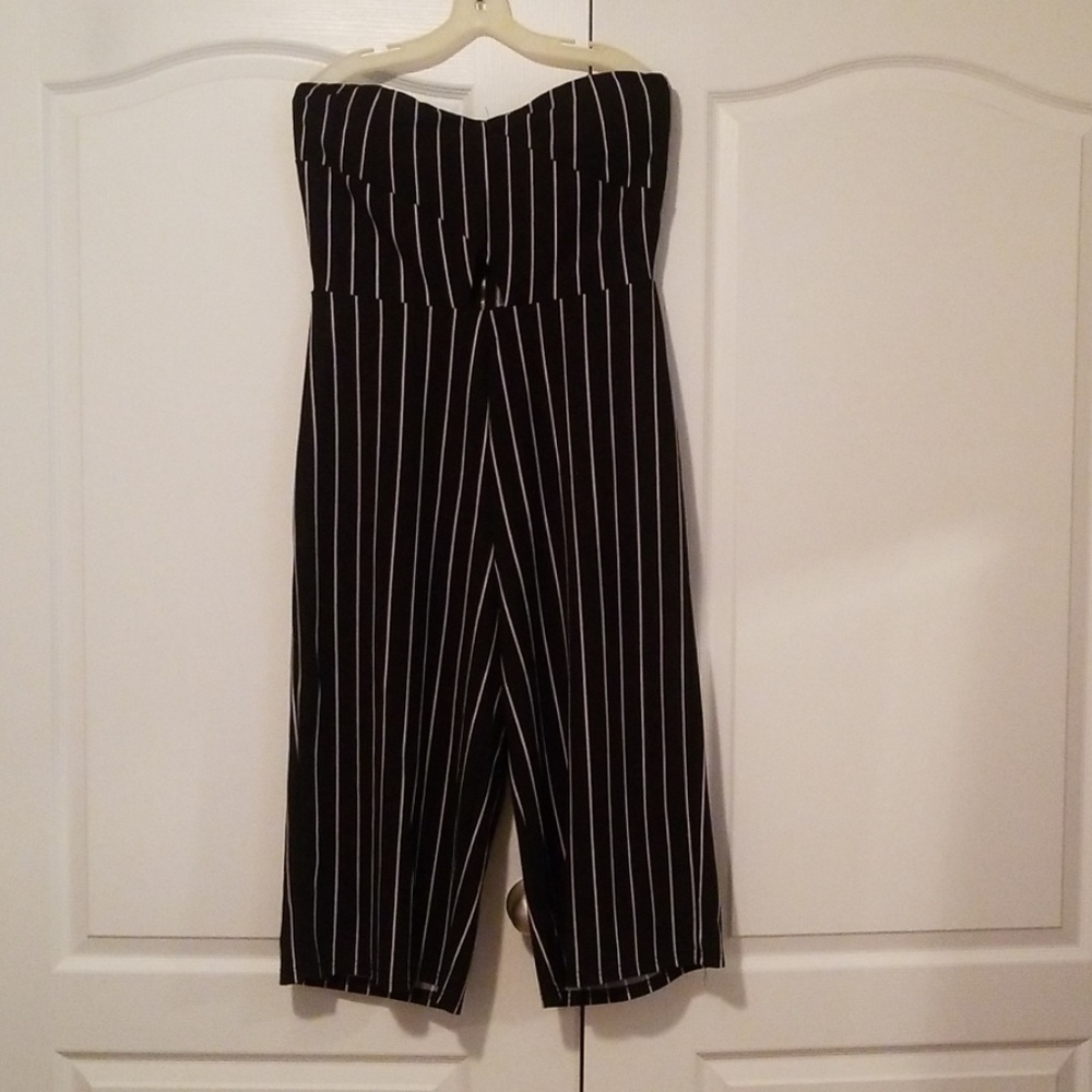 Black and cream halter romper